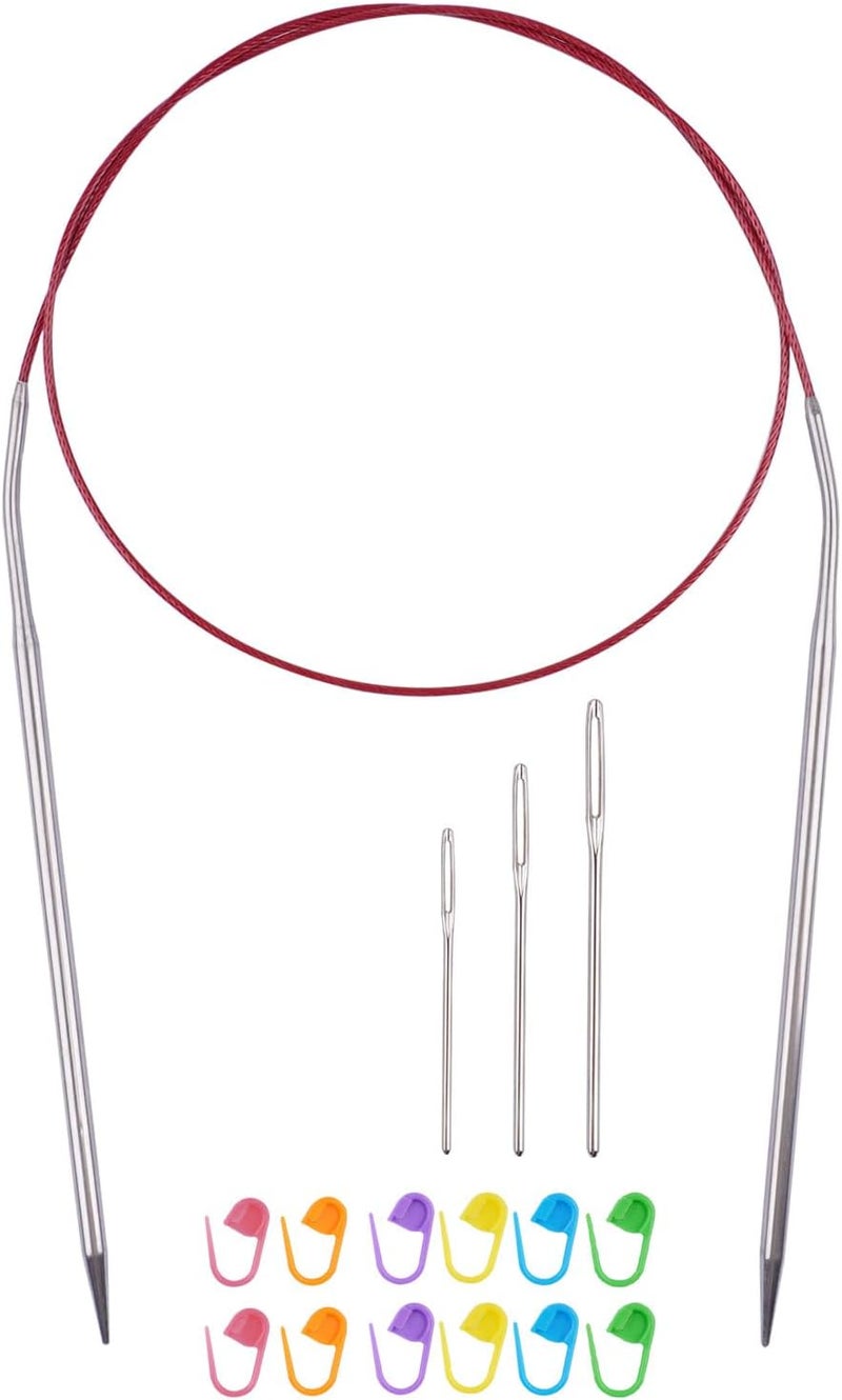 BsHooker Circular Knitting Needles 32inches/80cm,Size US 6.0(4mm) Stainless Steel Round Knitting Needles for Handmade Knitting DIY - Image 1
